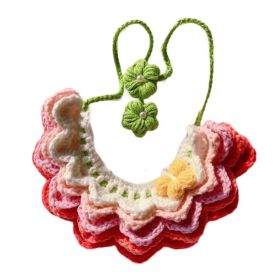 Handmade Crochet Pet Collar Cute Knitted Rainbow Necklace Collar Cat Dog Pink Gradient Scarf Bib Handmade Crochet Pet Collar Cute Knitted Rainbow Necklace Collar Cat Dog Pink Gradient Scarf Bib